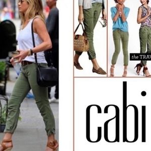 Cabi #5076 Womens Traveler Pants Green Relaxed Slim Fit Ankle Zip Joggers